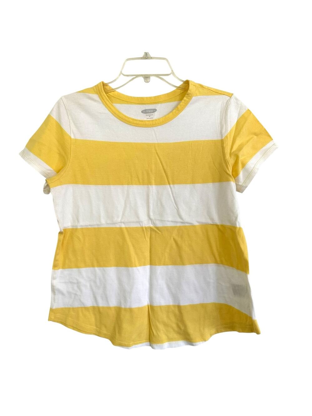 Old Navy crew-neck tee  wide yellow and white rugby stripes size medium